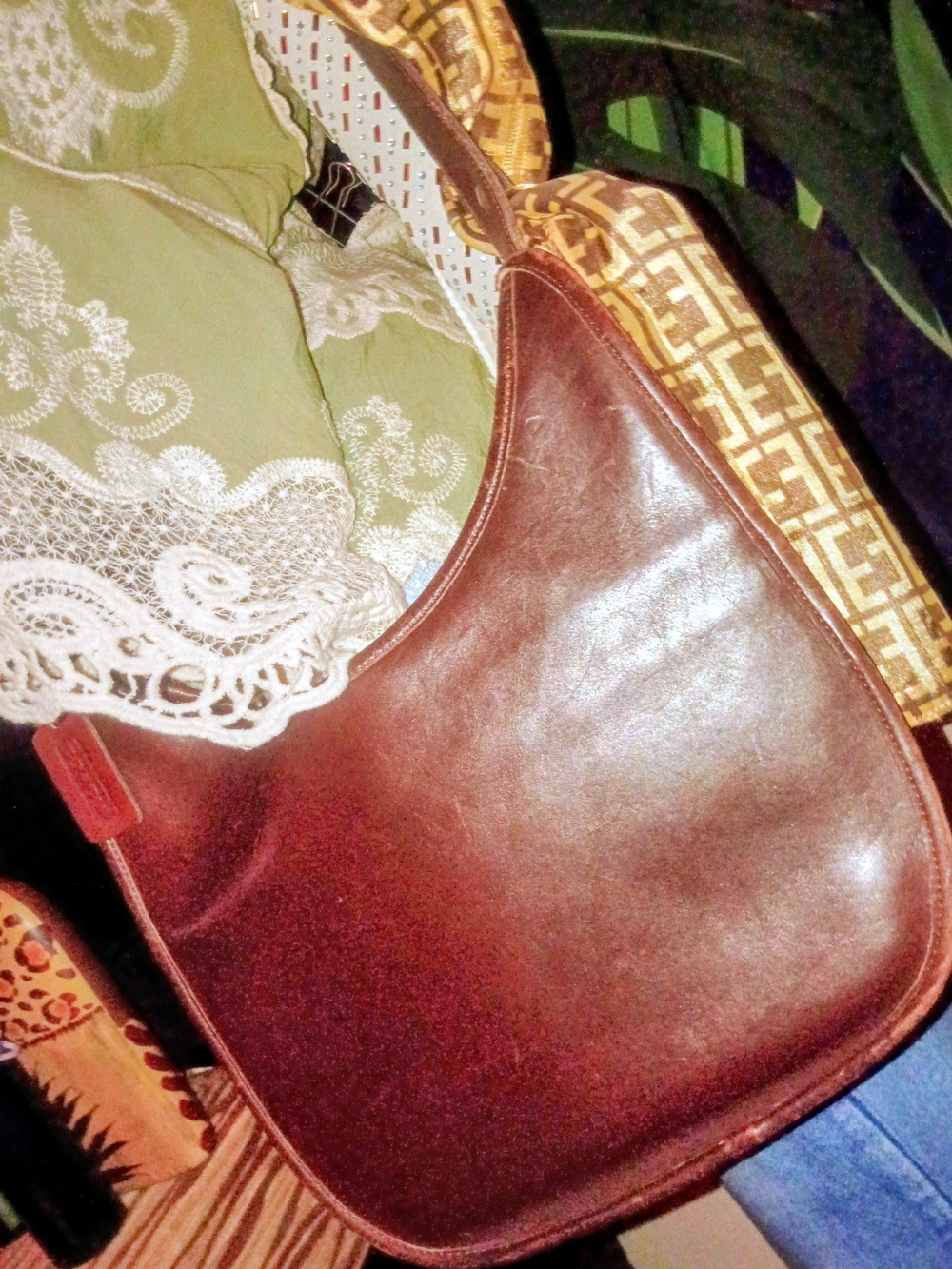 Vintage Coach Boho Brown Leather Saddle-Style Shoulder Bag